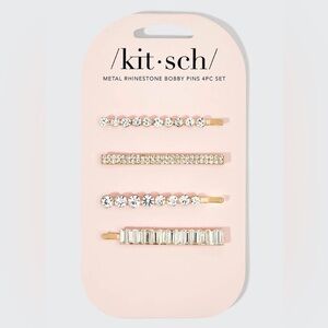 NWT Kitsch Metal Rhinestone Assorted Bobby Pins 4pc Set - Gold